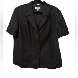 Black Short Sleeve 100% Irish Linen Talbots Blazer (Size 20W)